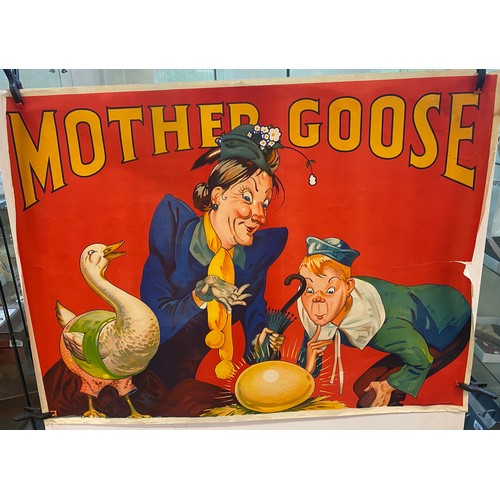 126 - Vintage Mother Goose Pantomime Poster by Taylors of Wombwell, Barsnley, Yorkshire c 1930s measures a... 