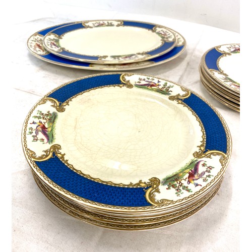 298 - Selection of Myotts Royal Crown Staffordshire, Chelsea Bird 2462 dinner and side plates, 6 of each