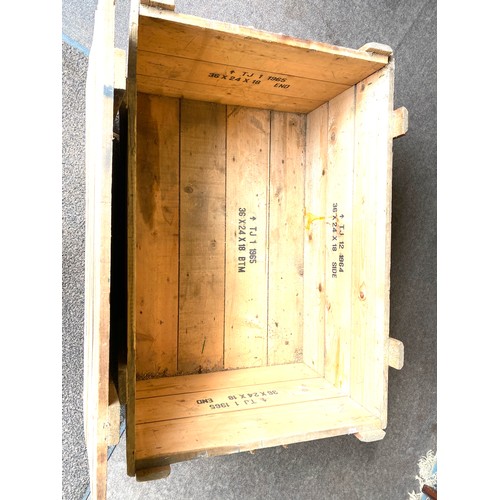 435 - Large military wooden box, dated 1965, approximate measurements: Height 21 inches, Width 39 inches, ... 