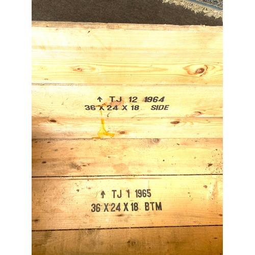 435 - Large military wooden box, dated 1965, approximate measurements: Height 21 inches, Width 39 inches, ... 