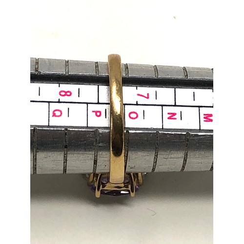237 - 9ct gold light blue quartz & amethyst cocktail ring (2.9g)