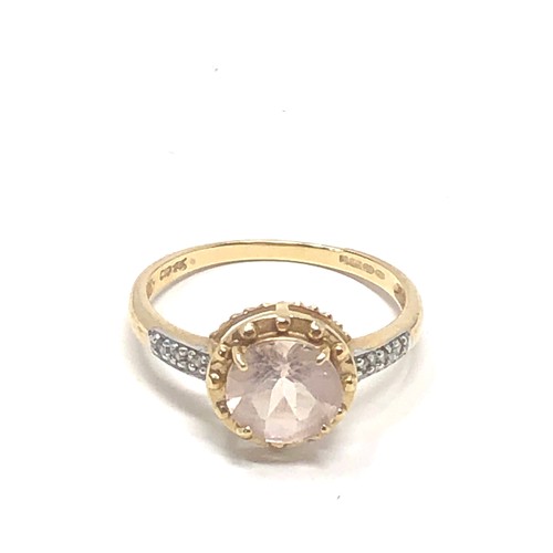 164 - 9ct gold morganite & diamond dress ring (2.1g)