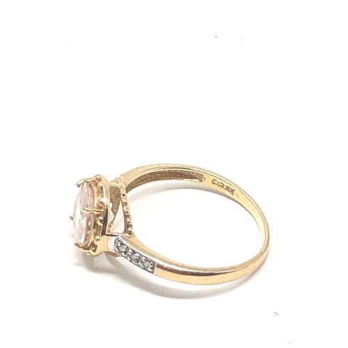 164 - 9ct gold morganite & diamond dress ring (2.1g)