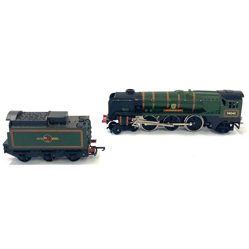 592 - Hornby Dublo two rail west country 340042 dorchester loco motive and tender