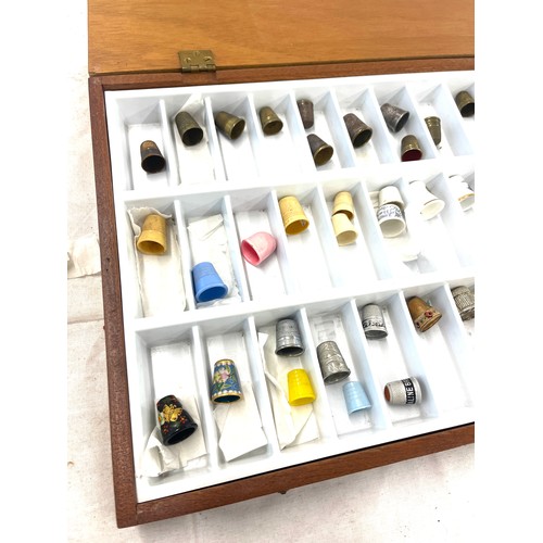 334 - Box of assorted thimbles includes glass thimbles, cloisonne thimbles etc