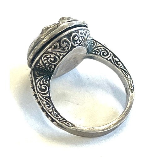 508 - Hallmarked vintage silver poison ring cherub decoration