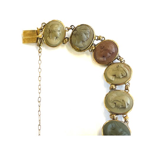 497 - Victorian cameo lava bracelet in unmarked gold mount