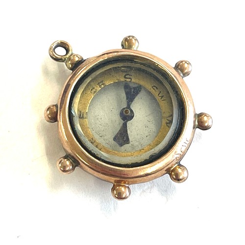 508A - Hallmarked 9ct gold antique pocket watch chain compass