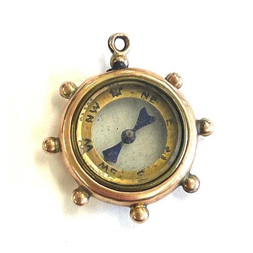 508A - Hallmarked 9ct gold antique pocket watch chain compass