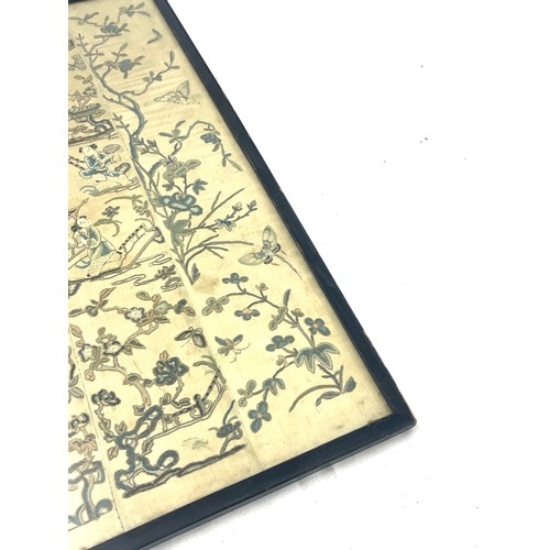 129 - Antique Chinese embroidered framed robe sleeves, approximate frame measurements: 21 x 15 inches