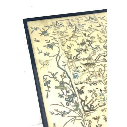 129 - Antique Chinese embroidered framed robe sleeves, approximate frame measurements: 21 x 15 inches