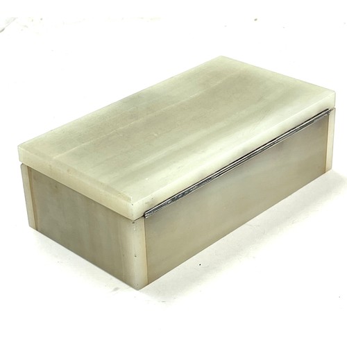 549 - Sterling silver mounted alabaster box London 1926