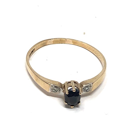 130 - 9ct gold sapphire & diamond dress ring (1.3g)
