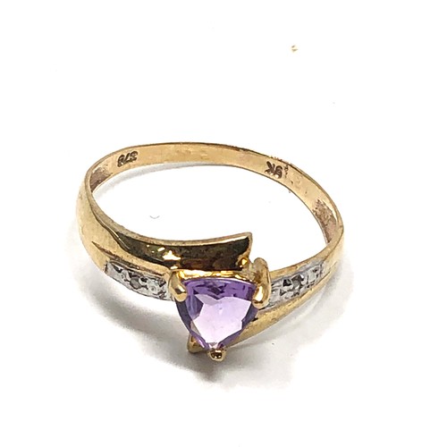 162 - 9ct gold amethyst & diamond ring (1.2g)