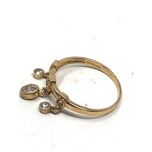 151 - 9ct gold clear stone charms ring (1.8g)