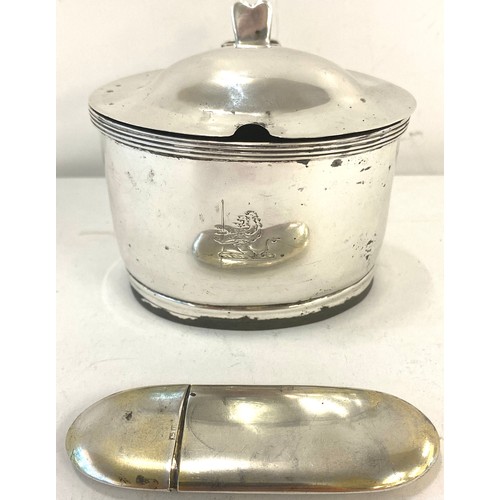 571 - Vintage silver hallmarked match box with maker marks L.S and a silver hallmarked Mustard pot with ma... 