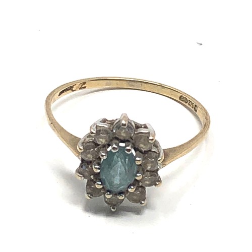 147 - 9ct gold topaz & clear stone  ring (1.6g)