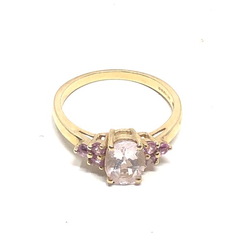 166 - 9ct gold morganite & pink sapphire  ring (2.7g)