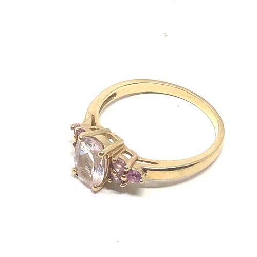 166 - 9ct gold morganite & pink sapphire  ring (2.7g)