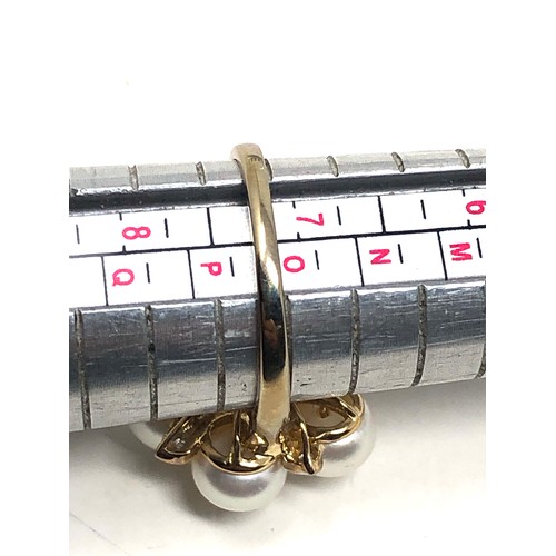 127 - 9ct gold pearl & diamond ring (5.5g)