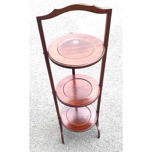 420 - Mahogany 3 tier folding cake stand