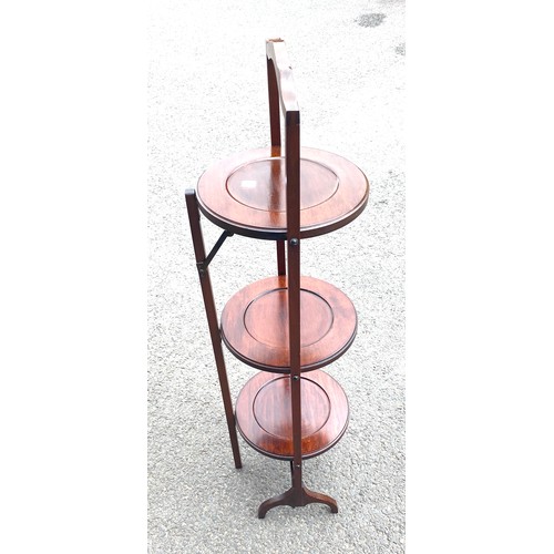 420 - Mahogany 3 tier folding cake stand