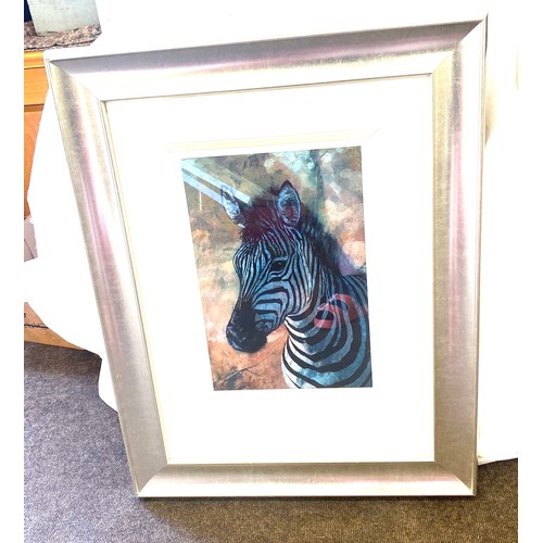 310 - Framed signed limited edition Rolf Harris zebra print 