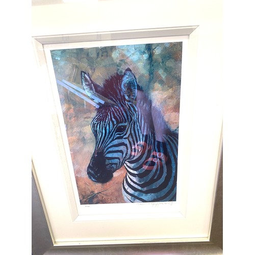 310 - Framed signed limited edition Rolf Harris zebra print 