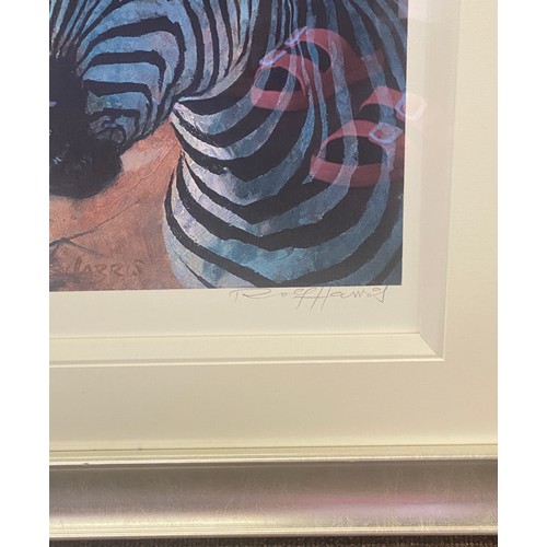 310 - Framed signed limited edition Rolf Harris zebra print 