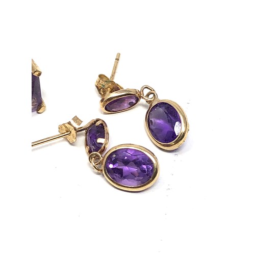 195 - 2 x 9ct gold vintage amethyst earrings inc. (4.1g)