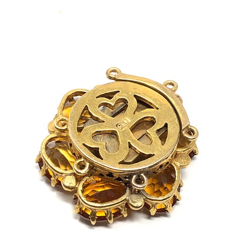 191 - 9ct gold citrine cluster necklace clasp (6.8g)