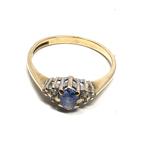 143 - 9ct gold sapphire & diamond  ring (1.8g)