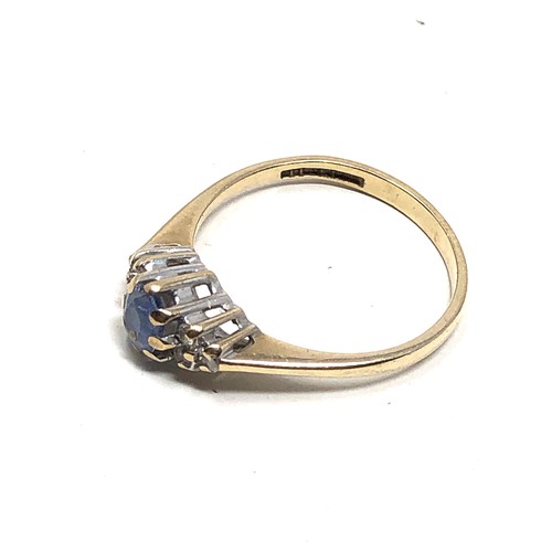 143 - 9ct gold sapphire & diamond  ring (1.8g)