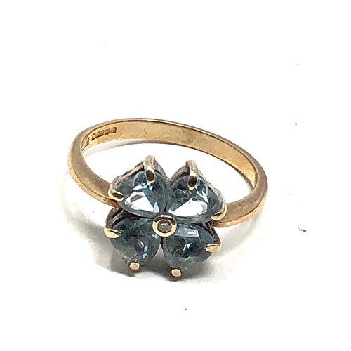 170 - 9ct gold vintage blue topaz & diamond ring (3.2g)