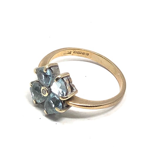 170 - 9ct gold vintage blue topaz & diamond ring (3.2g)