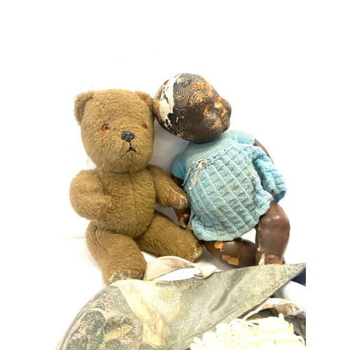 233 - Selection of vintage teddies and dolls