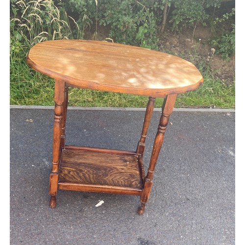 409 - Oak occasional table 25 inches wide 26 inches tall 17 inches