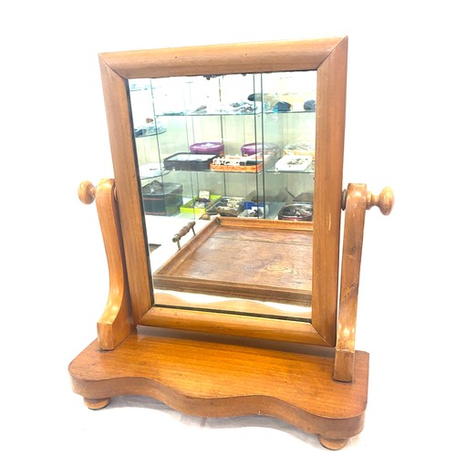 390 - Oak serving tray and a mahogany toilet mirror