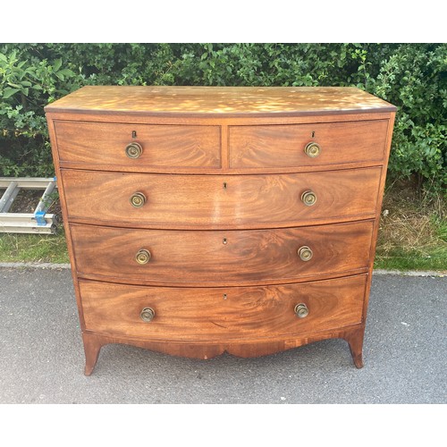 413 - 5 Draw bow front chest of drawers measures approx 22 inches depth height 40 inches width 41