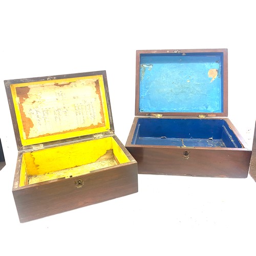 388 - 2 Mahogany writing boxes with no interior