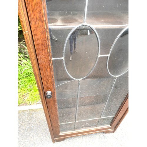 414 - Single door oak glazed bookcase, crack to glass door, approximate measurements: Height 43 inches, Wi... 