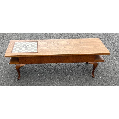 437 - Queen Anne legged games table 15 inches tall 51 inches wide 18.5 inches depth