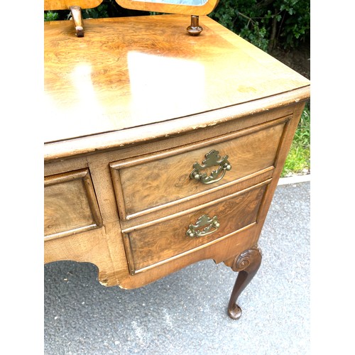 439 - Burr walnut queen Anne dressing table measures approx 60 inches tall 46 inches wide 22 inches depth