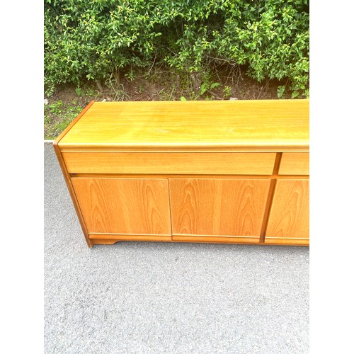 447 - Retro teak sideboard, approximate measurements: Height 23.5 inches, Length 82.5 inches, depth 18 inc... 