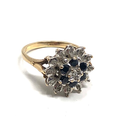 66 - 9ct gold vintage diamond & sapphire dress ring (4.3g)