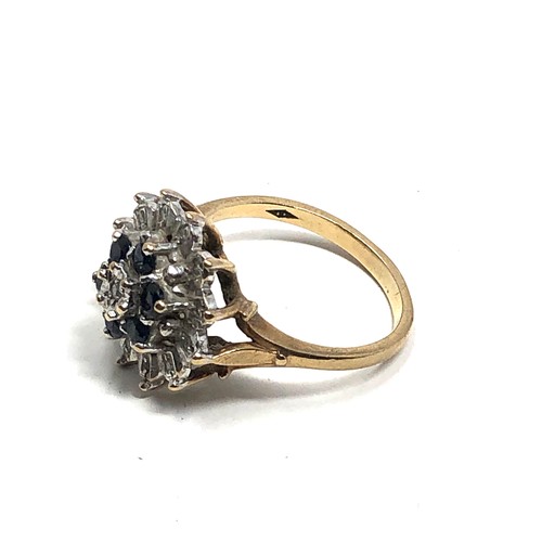 66 - 9ct gold vintage diamond & sapphire dress ring (4.3g)