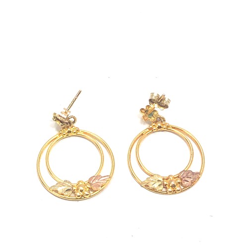 79 - 9ct Yellow & Rose Gold Vine Leaf Drop Earrings  (2g)