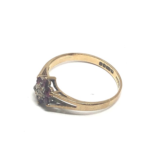 107 - 9ct gold ruby & diamond ring (1.2g)