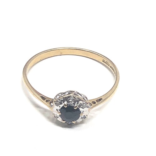 75 - 9ct gold diamond & sapphire ring (2.1g)