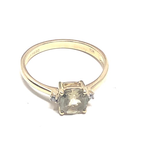 94 - 9ct gold gemstone & diamond shoulder ring